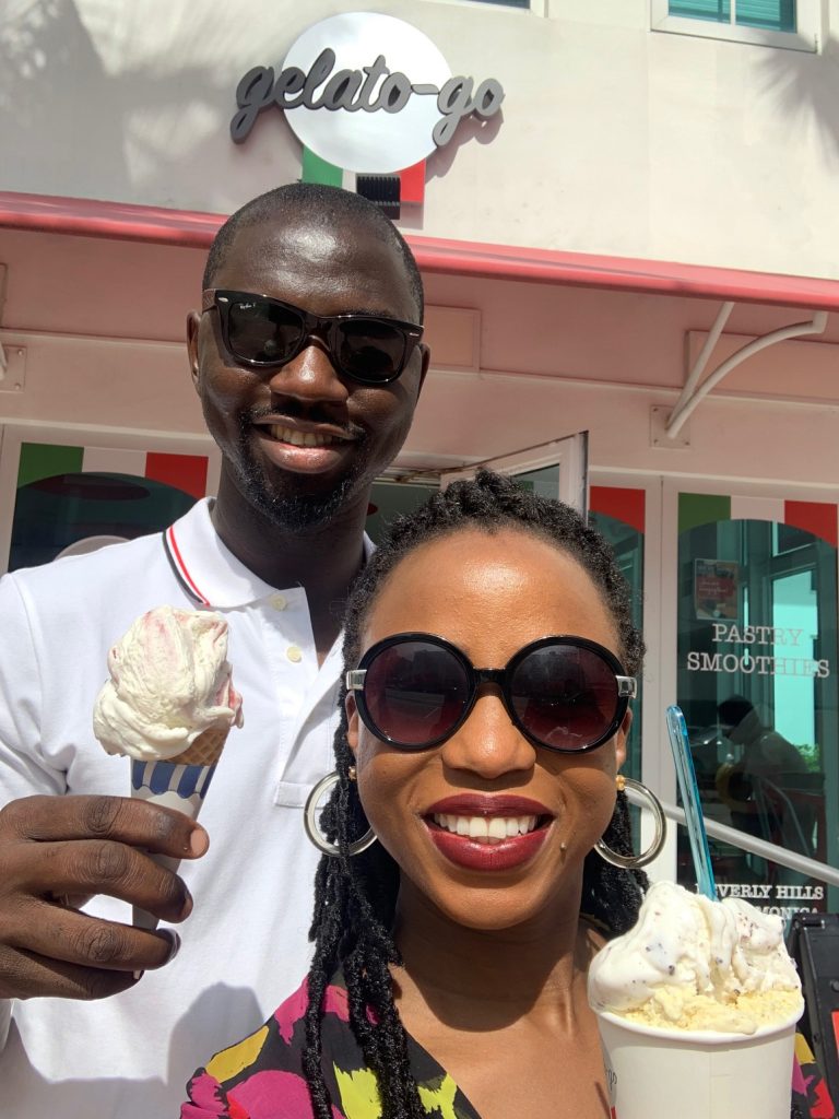 KJ and PJ eating Gelato in Miami